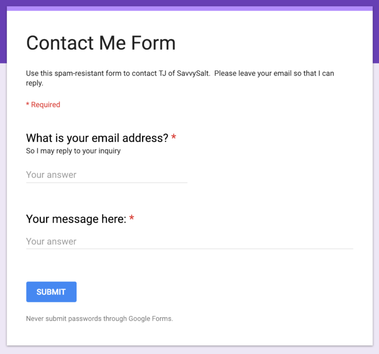 Spam Resistant Contact Me Link Using Google Forms spam-resistant-contact-me-link-using-google-forms