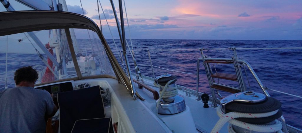 Close reaching into the night north of the BVI